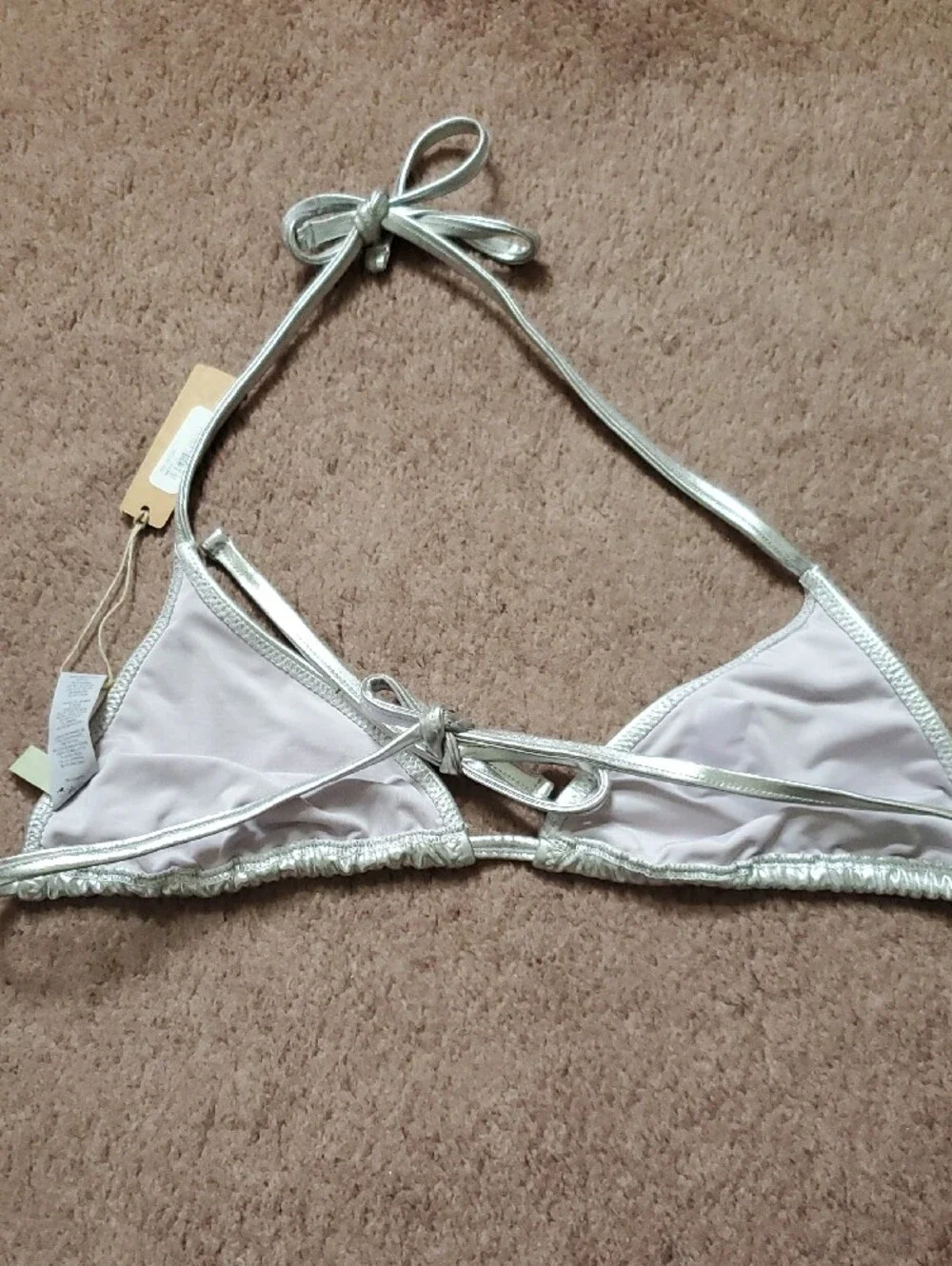 SKIMS Metallic Silver Triangle Bikini Top